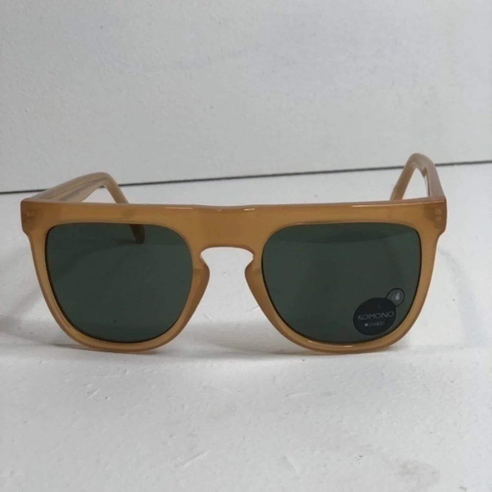 KOMONO Bennet Amber Sunglasses Flat Brow Wayfarer Chunky Frame UV400 NEW
